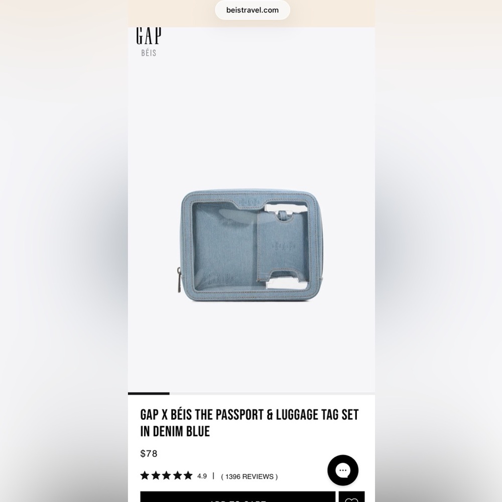 TAGS ON LIMITED EDITION GAP x BEIS Denim Blue Passport & Luggage Tag Set